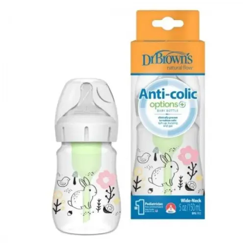 Dr. Brown’s Biberon anti-coliques 150ml Col Large – Lapin