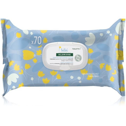Klorane - Lingettes nettoyantes douces au calendula apaisant pour bébé 