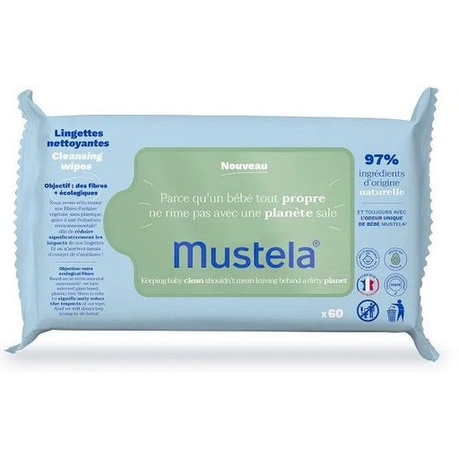 Mustela - Lingettes Nettoyantes à l'Avocat BIO - 60 unités